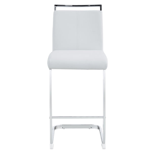 English Elm Modern Pu Leather Barstools Set of 6 with Chrome C-tube Legs for Kitchen or Home Bar White+Silver W1151P376523