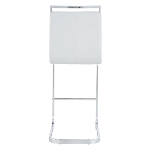 English Elm Modern Pu Leather Barstools Set of 6 with Chrome C-tube Legs for Kitchen or Home Bar White+Silver W1151P376523