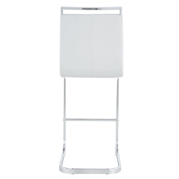 English Elm Modern Pu Leather Barstools Set of 6 with Chrome C-tube Legs for Kitchen or Home Bar White+Silver W1151P376523