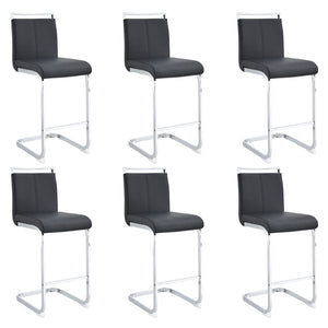 English Elm Modern Pu Leather Barstools Set of 6 with Chrome C-tube Legs for Kitchen or Home Bar Black+Silver W1151P376529