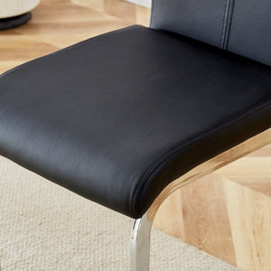 English Elm Modern Pu Leather Barstools Set of 6 with Chrome C-tube Legs for Kitchen or Home Bar Black+Silver W1151P376529