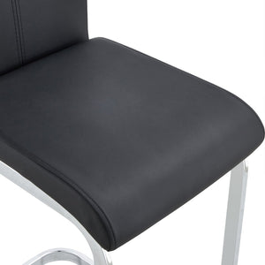 English Elm Modern Pu Leather Barstools Set of 6 with Chrome C-tube Legs for Kitchen or Home Bar Black+Silver W1151P376529