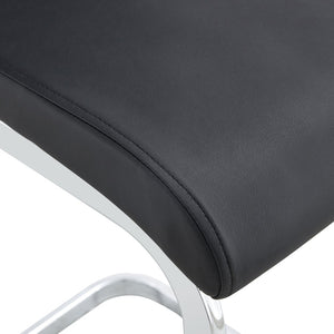 English Elm Modern Pu Leather Barstools Set of 6 with Chrome C-tube Legs for Kitchen or Home Bar Black+Silver W1151P376529
