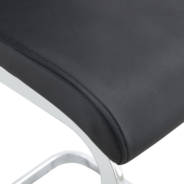 English Elm Modern Pu Leather Barstools Set of 6 with Chrome C-tube Legs for Kitchen or Home Bar Black+Silver W1151P376529