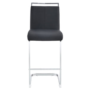 English Elm Modern Pu Leather Barstools Set of 6 with Chrome C-tube Legs for Kitchen or Home Bar Black+Silver W1151P376529