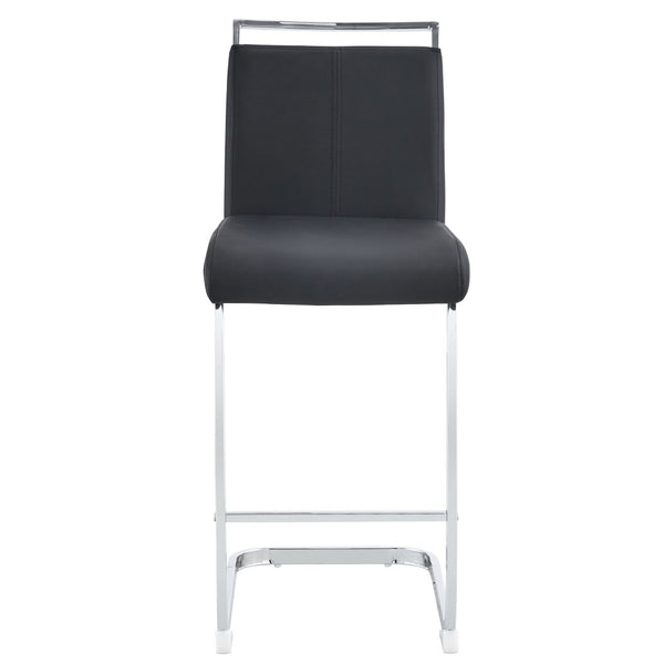 English Elm Modern Pu Leather Barstools Set of 6 with Chrome C-tube Legs for Kitchen or Home Bar Black+Silver W1151P376529