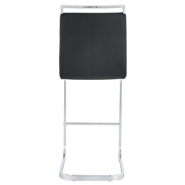 English Elm Modern Pu Leather Barstools Set of 6 with Chrome C-tube Legs for Kitchen or Home Bar Black+Silver W1151P376529