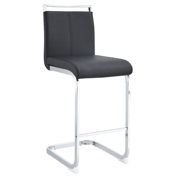 English Elm Modern Pu Leather Barstools Set of 6 with Chrome C-tube Legs for Kitchen or Home Bar Black+Silver W1151P376529