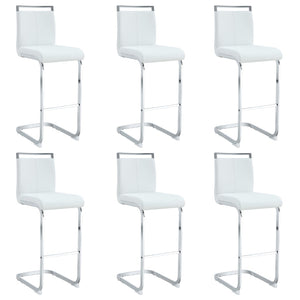 English Elm Modern Pu Leather Bar Stools Set of 6 with Silver C-leg Frame for Kitchen Islands White+Silver W1151P376532