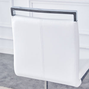 English Elm Modern Pu Leather Bar Stools Set of 6 with Silver C-leg Frame for Kitchen Islands White+Silver W1151P376532