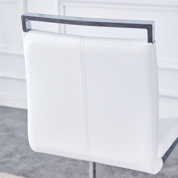 English Elm Modern Pu Leather Bar Stools Set of 6 with Silver C-leg Frame for Kitchen Islands White+Silver W1151P376532
