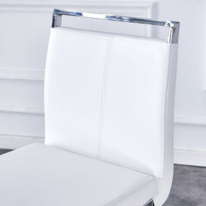 English Elm Modern Pu Leather Bar Stools Set of 6 with Silver C-leg Frame for Kitchen Islands White+Silver W1151P376532