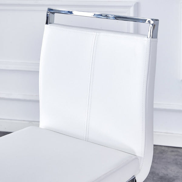 English Elm Modern Pu Leather Bar Stools Set of 6 with Silver C-leg Frame for Kitchen Islands White+Silver W1151P376532