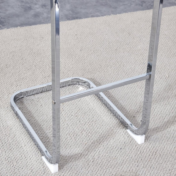English Elm Modern Pu Leather Bar Stools Set of 6 with Silver C-leg Frame for Kitchen Islands White+Silver W1151P376532