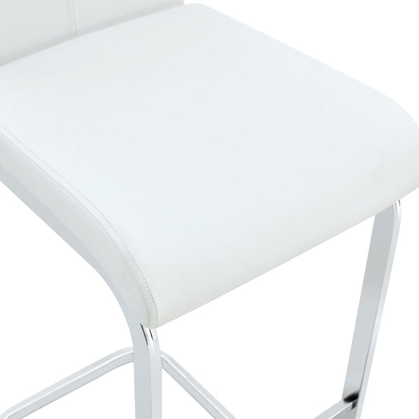 English Elm Modern Pu Leather Bar Stools Set of 6 with Silver C-leg Frame for Kitchen Islands White+Silver W1151P376532