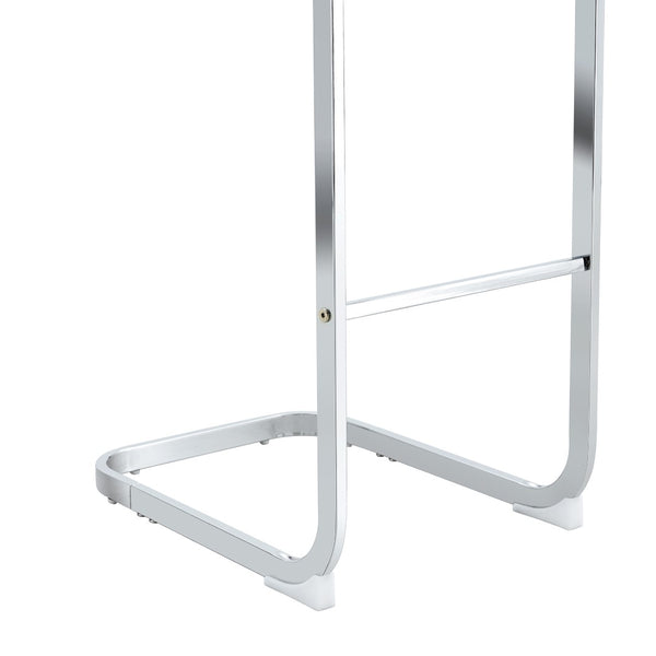 English Elm Modern Pu Leather Bar Stools Set of 6 with Silver C-leg Frame for Kitchen Islands White+Silver W1151P376532