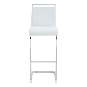 English Elm Modern Pu Leather Bar Stools Set of 6 with Silver C-leg Frame for Kitchen Islands White+Silver W1151P376532