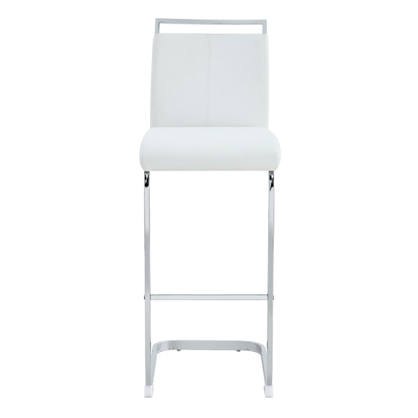 English Elm Modern Pu Leather Bar Stools Set of 6 with Silver C-leg Frame for Kitchen Islands White+Silver W1151P376532