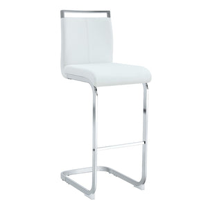English Elm Modern Pu Leather Bar Stools Set of 6 with Silver C-leg Frame for Kitchen Islands White+Silver W1151P376532