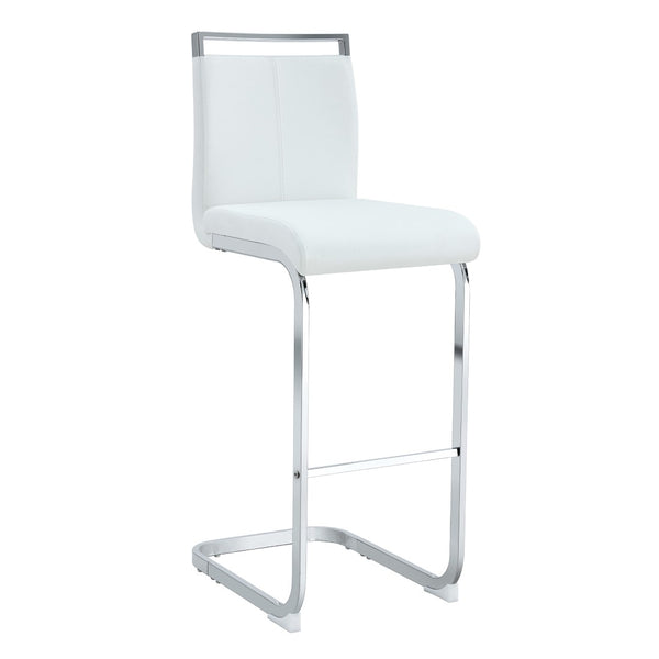 English Elm Modern Pu Leather Bar Stools Set of 6 with Silver C-leg Frame for Kitchen Islands White+Silver W1151P376532