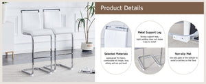 English Elm Modern Pu Leather Bar Stools Set of 6 with Silver C-leg Frame for Kitchen Islands White+Silver W1151P376532