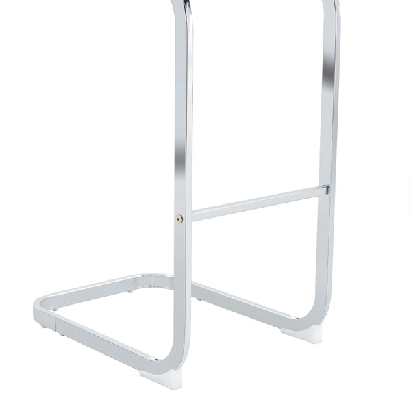 English Elm Modern Pu Leather Bar Stools Set of 6 with Silver C-leg Frame for Kitchen Islands Black+Silver W1151P376537