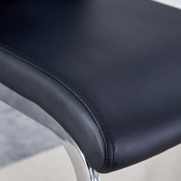 English Elm Modern Pu Leather Bar Stools Set of 6 with Silver C-leg Frame for Kitchen Islands Black+Silver W1151P376537