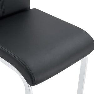 English Elm Modern Pu Leather Bar Stools Set of 6 with Silver C-leg Frame for Kitchen Islands Black+Silver W1151P376537