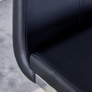 English Elm Modern Pu Leather Bar Stools Set of 6 with Silver C-leg Frame for Kitchen Islands Black+Silver W1151P376537