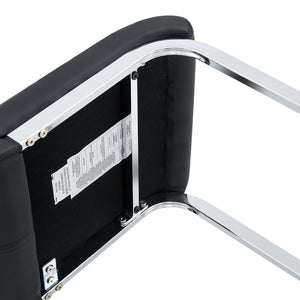 English Elm Modern Pu Leather Bar Stools Set of 6 with Silver C-leg Frame for Kitchen Islands Black+Silver W1151P376537