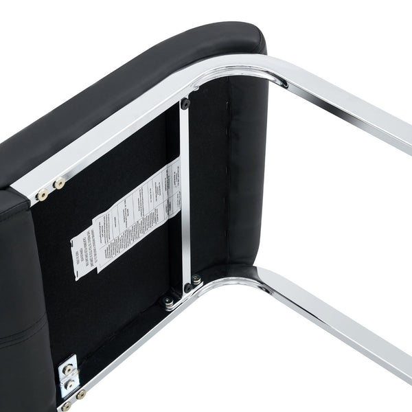English Elm Modern Pu Leather Bar Stools Set of 6 with Silver C-leg Frame for Kitchen Islands Black+Silver W1151P376537
