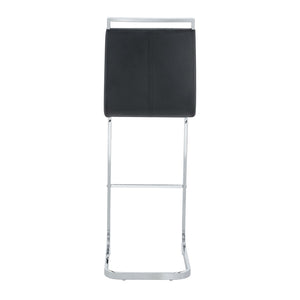 English Elm Modern Pu Leather Bar Stools Set of 6 with Silver C-leg Frame for Kitchen Islands Black+Silver W1151P376537