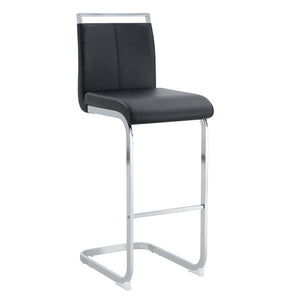 English Elm Modern Pu Leather Bar Stools Set of 6 with Silver C-leg Frame for Kitchen Islands Black+Silver W1151P376537