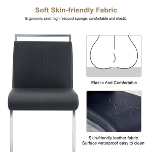 English Elm Modern Pu Leather Bar Stools Set of 6 with Silver C-leg Frame for Kitchen Islands Black+Silver W1151P376537