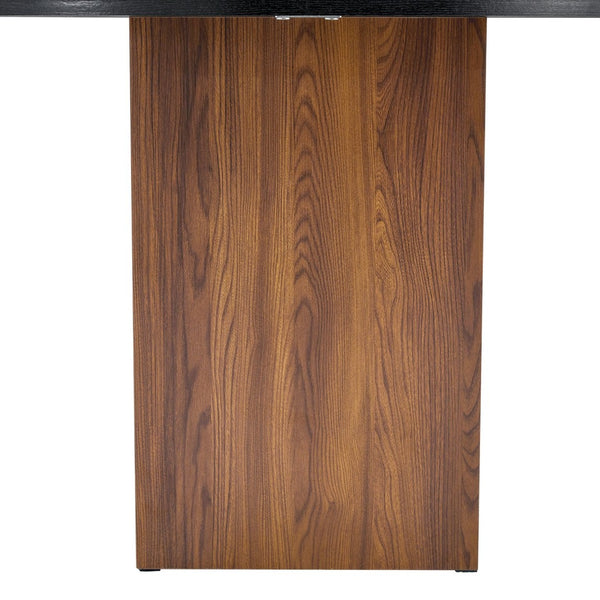 English Elm 42 Inch Round Mdf Dining Table with Double Shelf Storage for Kitchen or Apartment Black W1151P382515