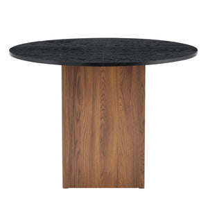 English Elm 42 Inch Round Mdf Dining Table with Double Shelf Storage for Kitchen or Apartment Black W1151P382515