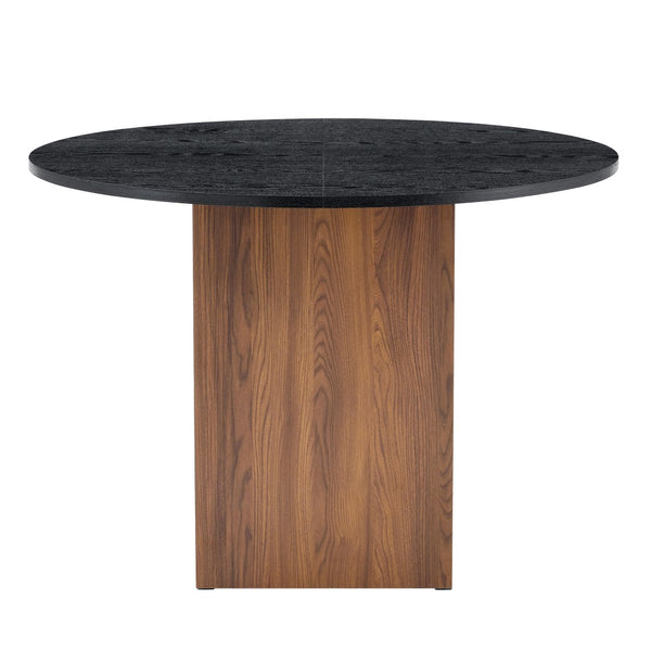 English Elm 42 Inch Round Mdf Dining Table with Double Shelf Storage for Kitchen or Apartment Black W1151P382515