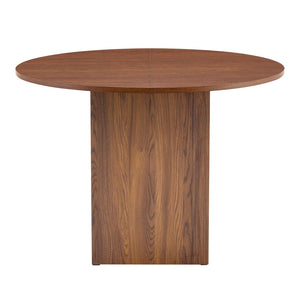 English Elm 42 Inch Round Mdf Dining Table with Double Shelf Storage for Kitchen or Apartment Walnut W1151P382519