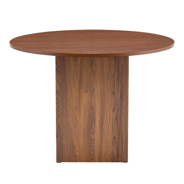 English Elm 42 Inch Round Mdf Dining Table with Double Shelf Storage for Kitchen or Apartment Walnut W1151P382519