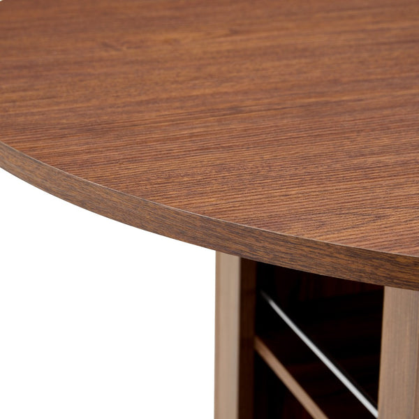 English Elm 42 Inch Round Mdf Dining Table with Double Shelf Storage for Kitchen or Apartment Walnut W1151P382519