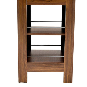 English Elm 42 Inch Round Mdf Dining Table with Double Shelf Storage for Kitchen or Apartment Walnut W1151P382519