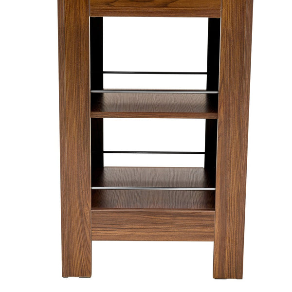 English Elm 42 Inch Round Mdf Dining Table with Double Shelf Storage for Kitchen or Apartment Walnut W1151P382519