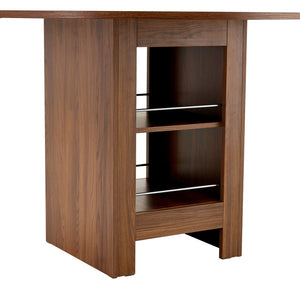 English Elm 42 Inch Round Mdf Dining Table with Double Shelf Storage for Kitchen or Apartment Walnut W1151P382519