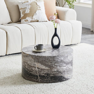 English Elm Simple Marble Top Round Coffee Table Low Profile Contemporary Accent for Living Rooms W1151P421168