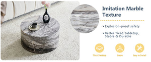 English Elm Simple Marble Top Round Coffee Table Low Profile Contemporary Accent for Living Rooms W1151P421168