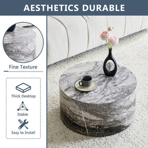 English Elm Simple Marble Top Round Coffee Table Low Profile Contemporary Accent for Living Rooms W1151P421168