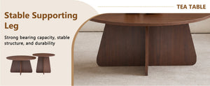 English Elm Retro-style Round Nesting Coffee Tables with Crisscross Base for Mid-century Living Rooms Walnut W1151P421941