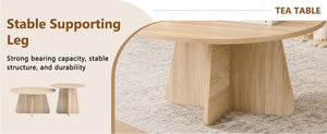 English Elm Retro-style Round Nesting Coffee Tables with Crisscross Base for Mid-century Living Rooms Natural Wood W1151P421942