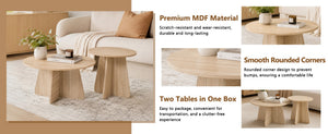 English Elm Retro-style Round Nesting Coffee Tables with Crisscross Base for Mid-century Living Rooms Natural Wood W1151P421942
