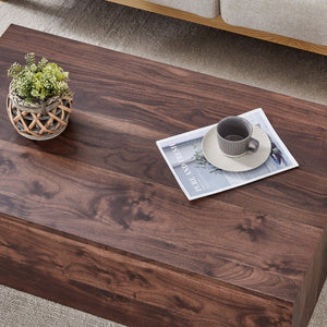 English Elm 39.3*21.7*11.8 Inch MDF Coffee Table with Marble Pattern Laminate Low Profile Living Room Accent Walnut W1151P423232